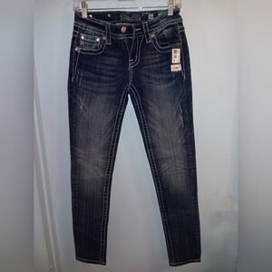 Miss Me Fleur De Lis Womens 26 Signature Skinny Denim Jeans